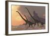 A Family of Mamenchisaurus Dinosaurs-null-Framed Art Print