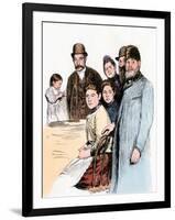 A Family of Russian Immigrants at Shelter House, Chicago, Illinois, circa 1890. Coloured Engraving,-null-Framed Giclee Print