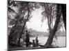 A Family Out in the Countryside, Fishing on the Bank of a Lake 1953-null-Mounted Premium Photographic Print