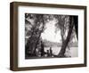 A Family Out in the Countryside, Fishing on the Bank of a Lake 1953-null-Framed Photographic Print