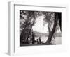A Family Out in the Countryside, Fishing on the Bank of a Lake 1953-null-Framed Photographic Print