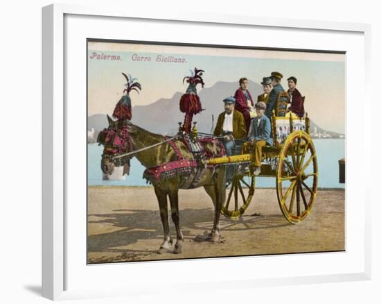 A Family Party in their Carriage at Palermo, Sicily-null-Framed Photographic Print