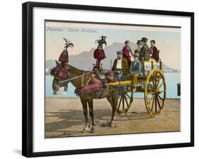 A Family Party in their Carriage at Palermo, Sicily-null-Framed Photographic Print