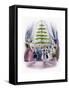 A Family Standing around a Christmas Tree-null-Framed Stretched Canvas