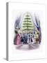 A Family Standing around a Christmas Tree-null-Stretched Canvas