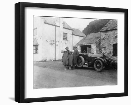 A Family Standing Beside their Car, Gorphwysfa Hotel, North Wales, C1920s-C1930s-null-Framed Giclee Print