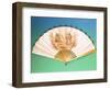 A Fan Depicting a Game of Badminton Taking Place on a Terrace, circa 1910-null-Framed Giclee Print