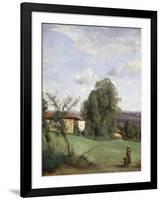 A Farm in Dardagny-Jean-Baptiste-Camille Corot-Framed Giclee Print