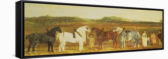 A Farmer with His Family, Farm Workers, and Four Shire Horses-William Stott-Framed Stretched Canvas