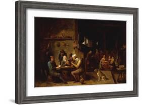 A Farmhouse Interior with Peasants at a Table Playing Cards-David Teniers the Younger-Framed Giclee Print