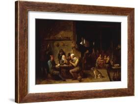 A Farmhouse Interior with Peasants at a Table Playing Cards-David Teniers the Younger-Framed Giclee Print