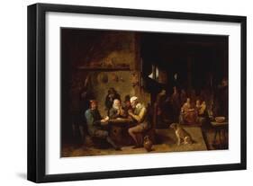 A Farmhouse Interior with Peasants at a Table Playing Cards-David Teniers the Younger-Framed Giclee Print