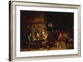 A Farmhouse Interior with Peasants at a Table Playing Cards-David Teniers the Younger-Framed Giclee Print