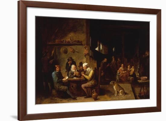 A Farmhouse Interior with Peasants at a Table Playing Cards-David Teniers the Younger-Framed Giclee Print