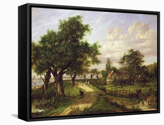 A Farmstead by a River-Patrick Nasmyth-Framed Stretched Canvas