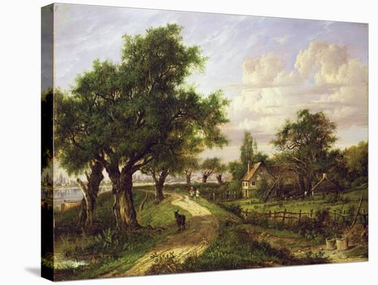 A Farmstead by a River-Patrick Nasmyth-Stretched Canvas