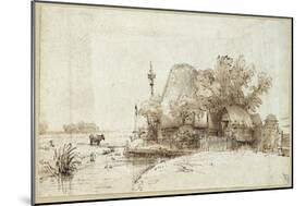 A Farmstead by a Stream-Rembrandt van Rijn-Mounted Giclee Print