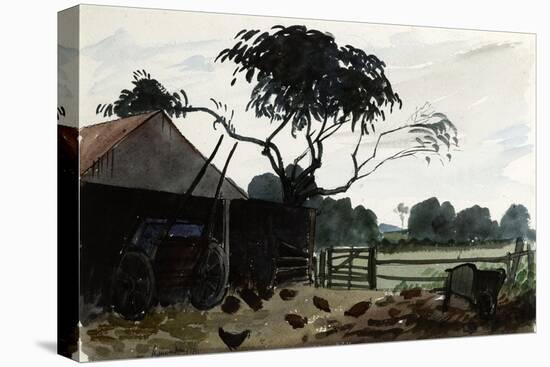 A Farmyard, C.1930-Dennis William Dring-Stretched Canvas