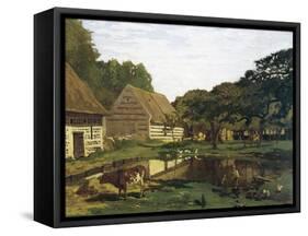 A Farmyard in Normandy-Claude Monet-Framed Stretched Canvas