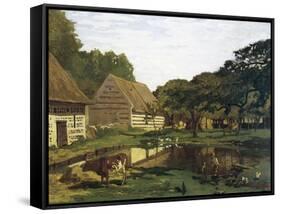 A Farmyard in Normandy-Claude Monet-Framed Stretched Canvas