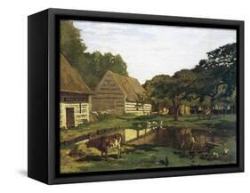 A Farmyard in Normandy-Claude Monet-Framed Stretched Canvas