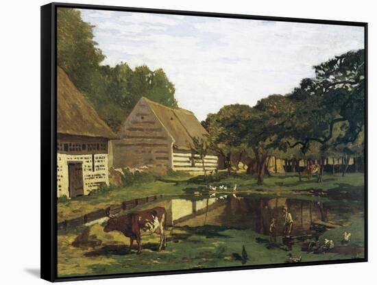 A Farmyard in Normandy-Claude Monet-Framed Stretched Canvas