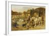 A Farmyard Scene with Plough Horses, Ducks, Cows-John Frederick Herring I-Framed Giclee Print