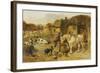 A Farmyard Scene with Plough Horses, Ducks, Cows-John Frederick Herring I-Framed Giclee Print