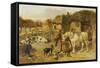 A Farmyard Scene with Plough Horses, Ducks, Cows-John Frederick Herring I-Framed Stretched Canvas