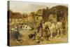 A Farmyard Scene with Plough Horses, Ducks, Cows-John Frederick Herring I-Stretched Canvas