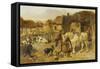 A Farmyard Scene with Plough Horses, Ducks, Cows-John Frederick Herring I-Framed Stretched Canvas