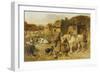 A Farmyard Scene with Plough Horses, Ducks, Cows-John Frederick Herring I-Framed Giclee Print