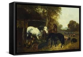 A Farmyard Scene-John Frederick Herring Jnr-Framed Stretched Canvas