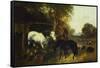 A Farmyard Scene-John Frederick Herring Jnr-Framed Stretched Canvas