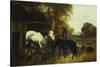 A Farmyard Scene-John Frederick Herring Jnr-Stretched Canvas