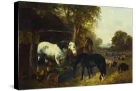 A Farmyard Scene-John Frederick Herring Jnr-Stretched Canvas