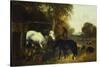 A Farmyard Scene-John Frederick Herring II-Stretched Canvas