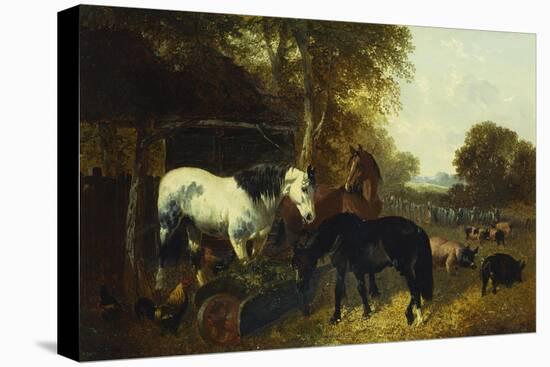 A Farmyard Scene-John Frederick Herring II-Stretched Canvas