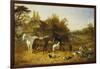 A Farmyard with Horses and Ponies, Berkshire, Saddlebacks, Alderney Shorthorn Cattle, Bantams,…-John Frederick Herring I-Framed Giclee Print