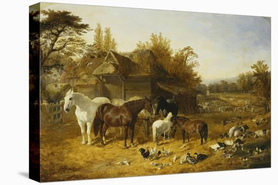 A Farmyard with Horses and Ponies, Berkshire-John Frederick Herring I-Stretched Canvas