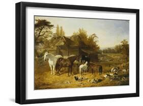 A Farmyard with Horses and Ponies, Berkshire-John Frederick Herring I-Framed Giclee Print