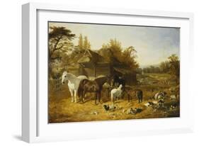 A Farmyard with Horses and Ponies, Berkshire-John Frederick Herring I-Framed Giclee Print