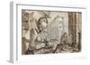 A Fashionable Young Woman Sits at a Kitchen Table to Shell Walnuts-Crispin I De Passe-Framed Giclee Print