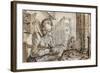 A Fashionable Young Woman Sits at a Kitchen Table to Shell Walnuts-Crispin I De Passe-Framed Giclee Print