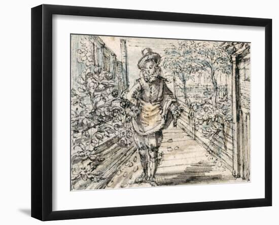 A Fashionably Dressed Youth Strolls in a Town Rose Garden-Crispin I De Passe-Framed Giclee Print
