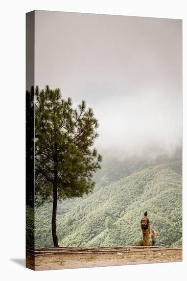 A Father And Daughter Take In The Beauty In The Nepal Mountains-Lindsay Daniels-Stretched Canvas