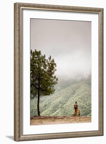 A Father And Daughter Take In The Beauty In The Nepal Mountains-Lindsay Daniels-Framed Photographic Print