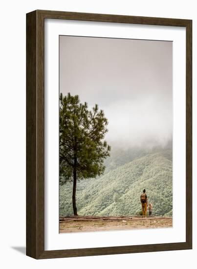 A Father And Daughter Take In The Beauty In The Nepal Mountains-Lindsay Daniels-Framed Photographic Print