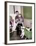 A Father Reads to His 4 Year Old Daughter, Ca. 1957-null-Framed Photographic Print