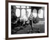 A Father Show His Two Year Old Daughter How to Mow the Lawn, Ca. 1956-null-Framed Photographic Print